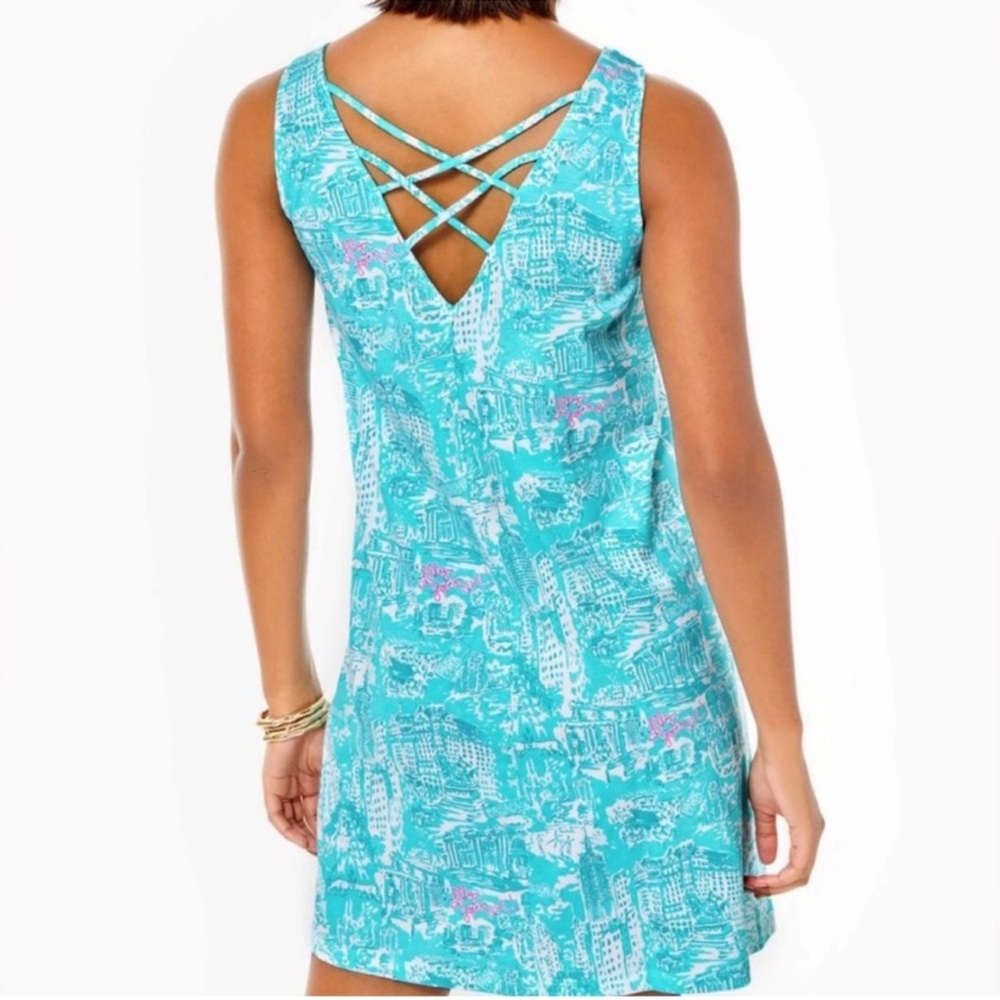 NWT LILLY  Pulitzer KRISTEN Shorely Blue NYC TOILE DRESS, S - Picture 3 of 8